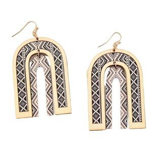 McKinley Aztec Print Wood Dangle Earrings